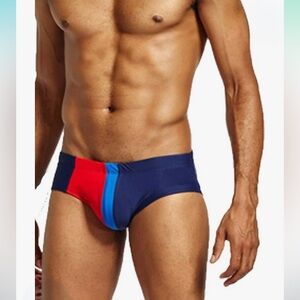 🎈UXH Mens Swimsuit Navy Blue, Red, Stripe, Size XS, NWT